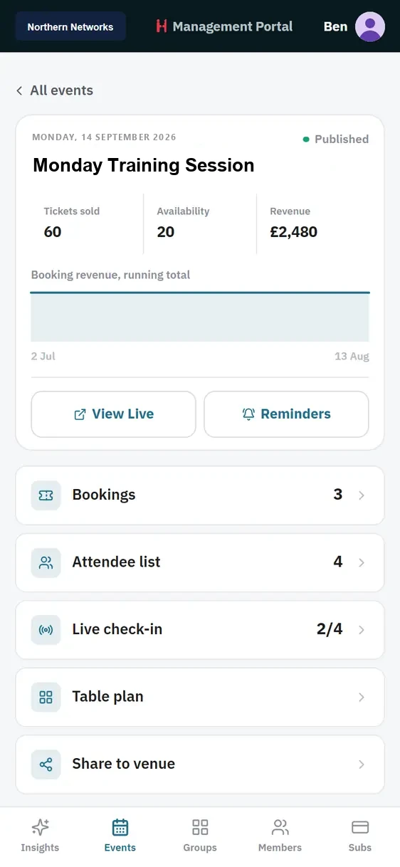 Manage the event